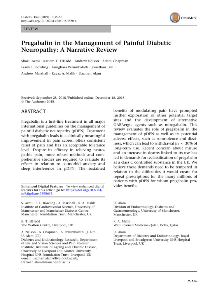Pregabalin in The Management of Painful Diabetic | PDF | Peripheral ...