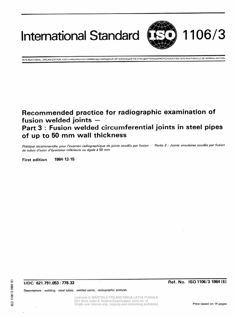 Document ISO 01106-3 | PDF | Radiography | X Ray