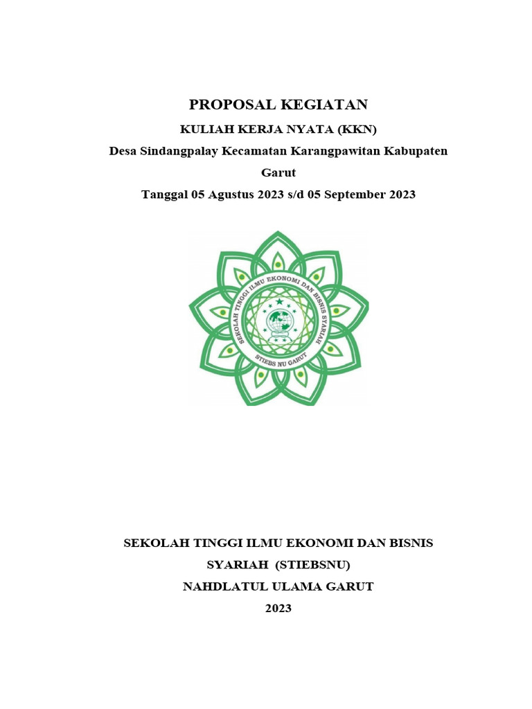Proposal Kegiatan KKN STIEBSNU Garut | PDF | Karier & Perkembangan ...