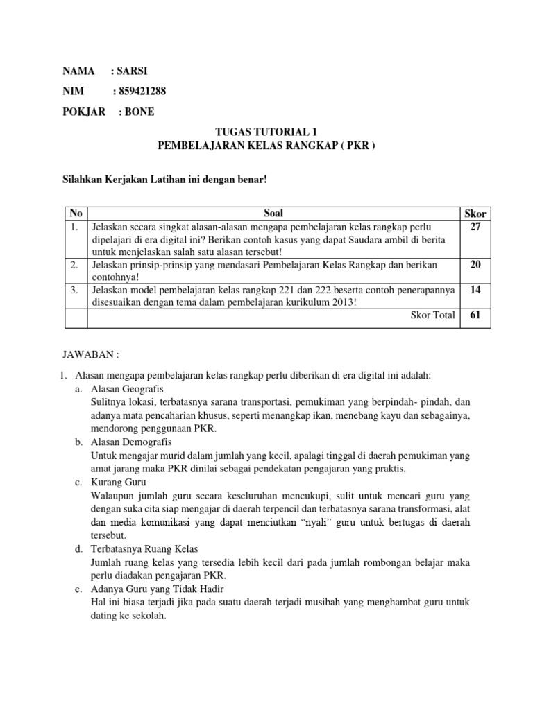 Pembelajaran Kelas Rangkap | PDF