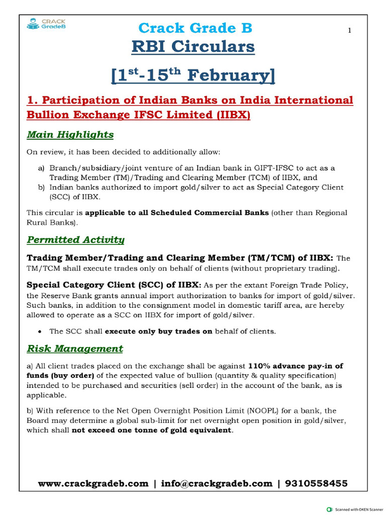 RBI Circulars 1st 15th February Lyst7241 | PDF