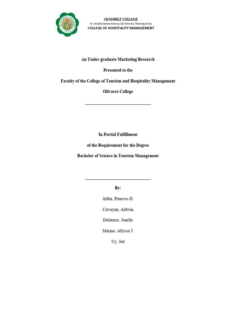 Marketing Research Paper Draft | PDF | Tourism