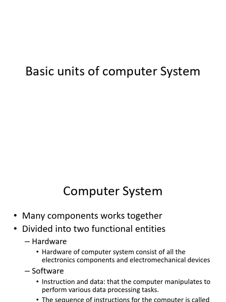 Basic units of computer System | PDF