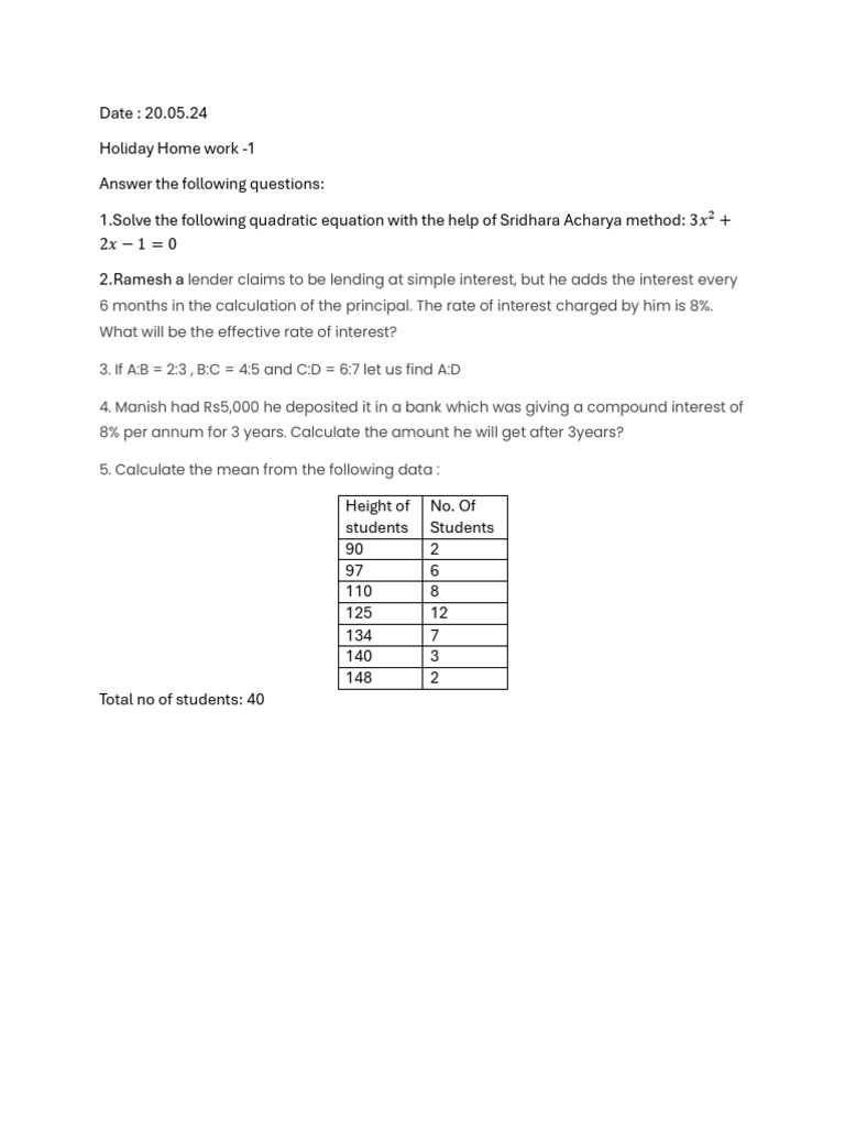 Math Homework for Students | PDF | Interest | Compound Interest