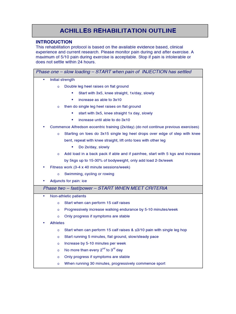 Achilles Rehab Protocol Guide | PDF