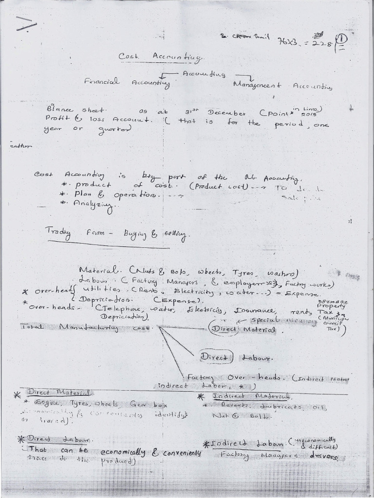 Cost Accounting Notes | PDF
