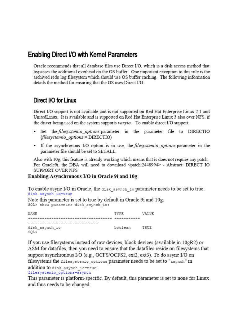 Enable Direct I/O in Oracle on Linux | PDF | File System | Software