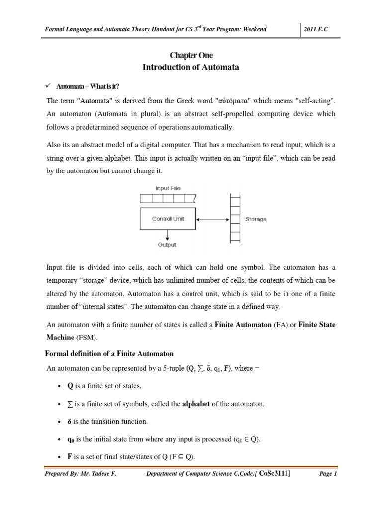 Automata Theory Overview for CS Students | PDF | Metalogic | Models Of ...