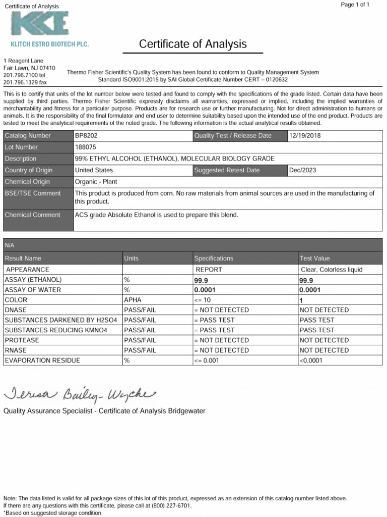 Coa BP8202500 188075 2N | PDF