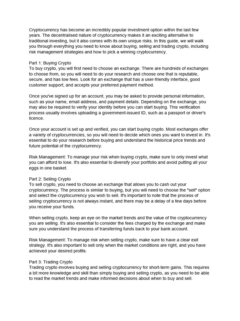 Basic Crypto Course | PDF | Cryptocurrency | Investing