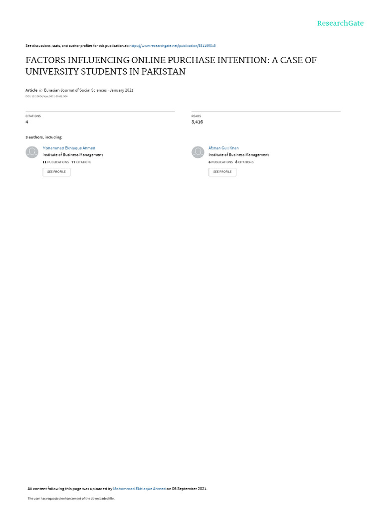 Factors Influencing Online Purchase Pdf Online Shopping Behavior