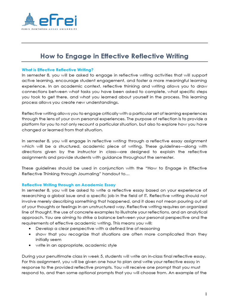 Effective Reflective Writing Guide | PDF | Essays | Thought