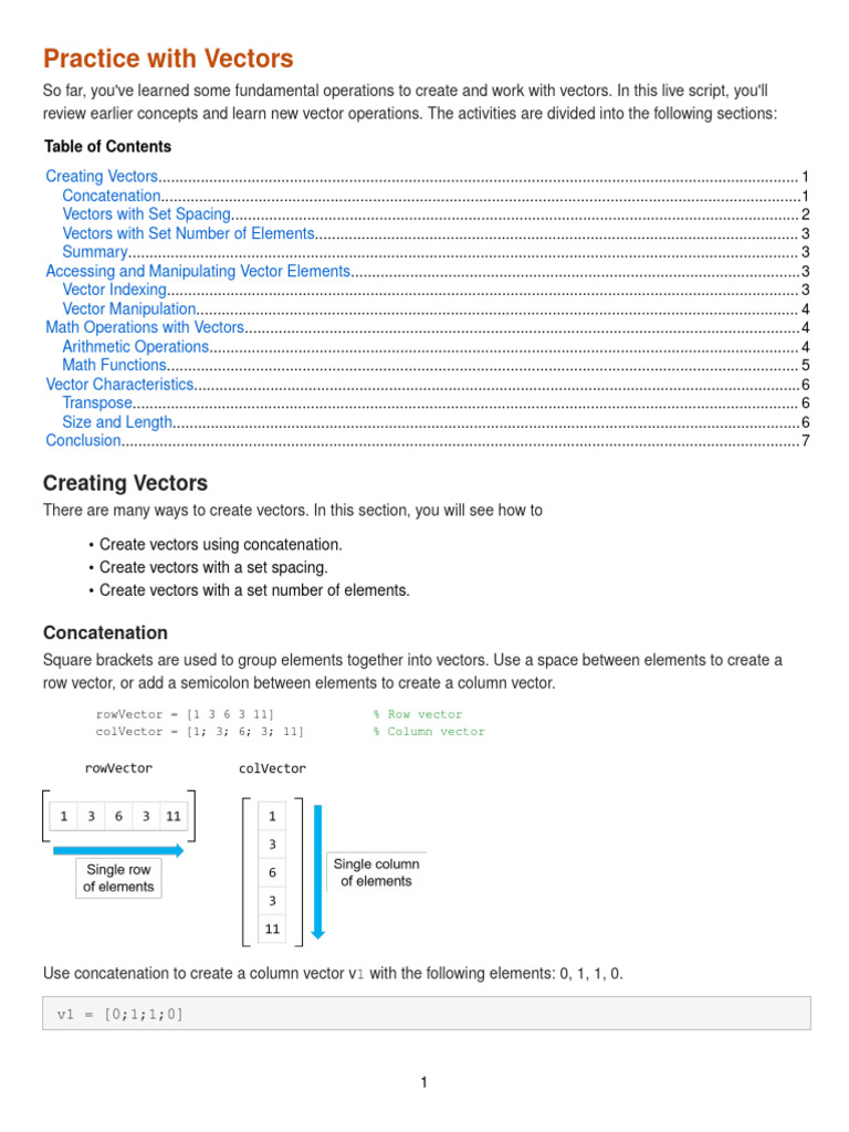 Vector Operations and Manipulation Guide | PDF | Euclidean Vector ...