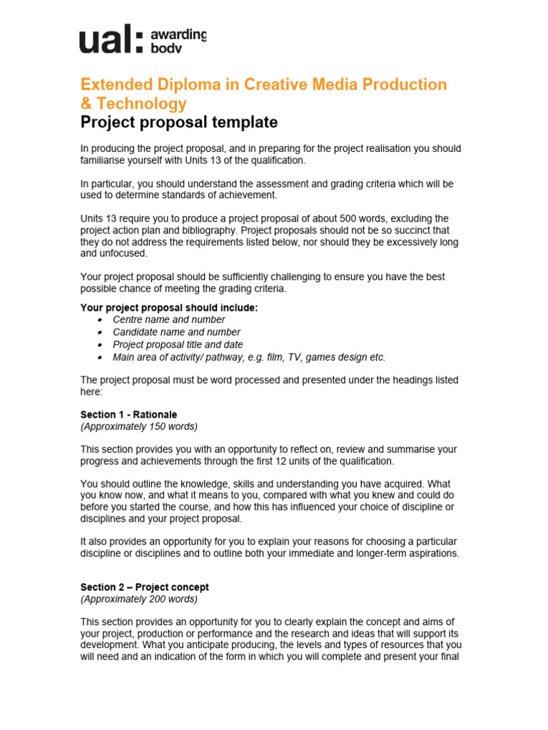 Creative Media Project Proposal Template | PDF | Video | Human ...