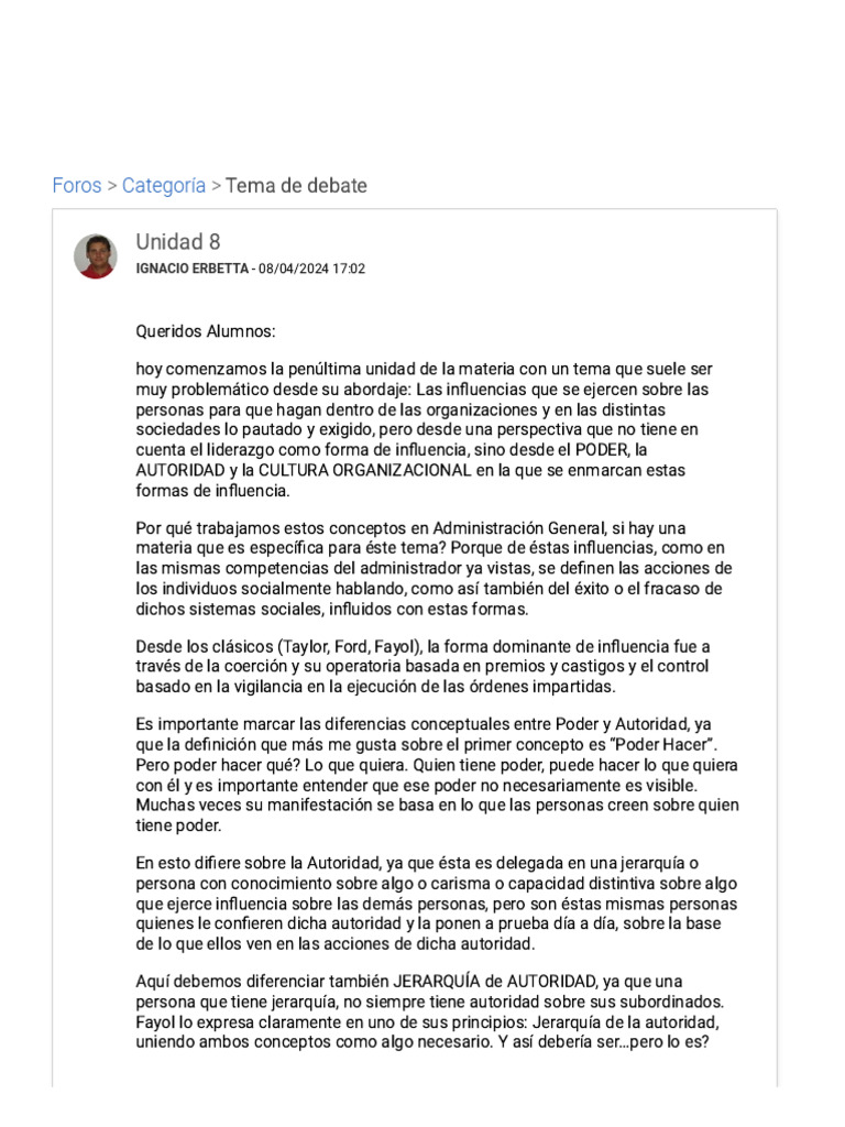 Poder y Autoridad en Organizaciones | PDF | Educación en artes ...