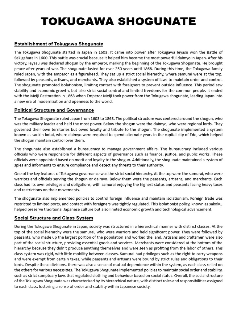 TOKUGAWA SHOGUNATE PDF