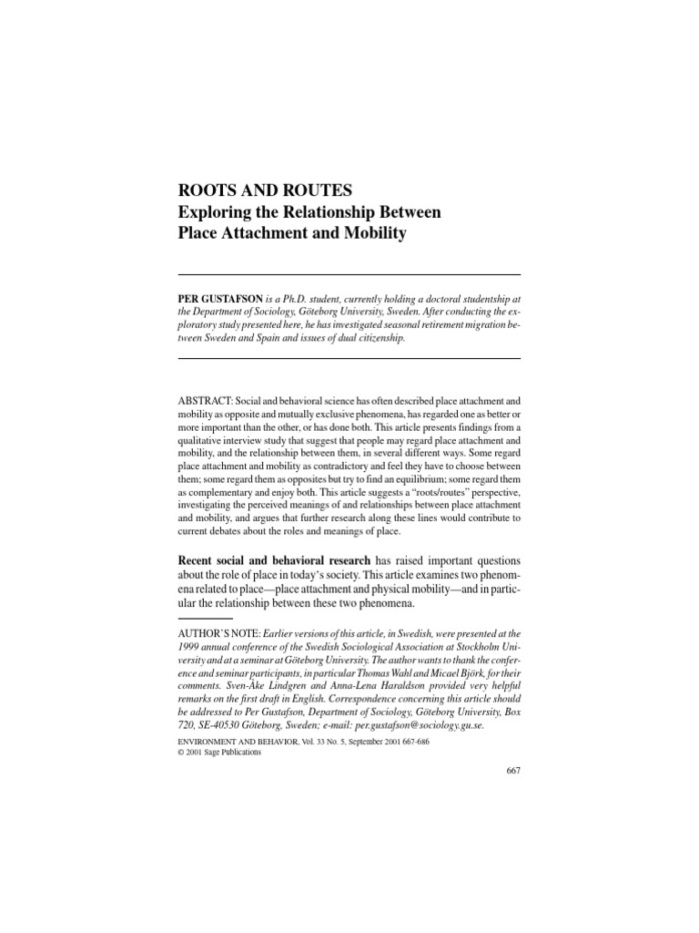 Place Attachment and Mobility Insights | PDF | Attachment Theory ...