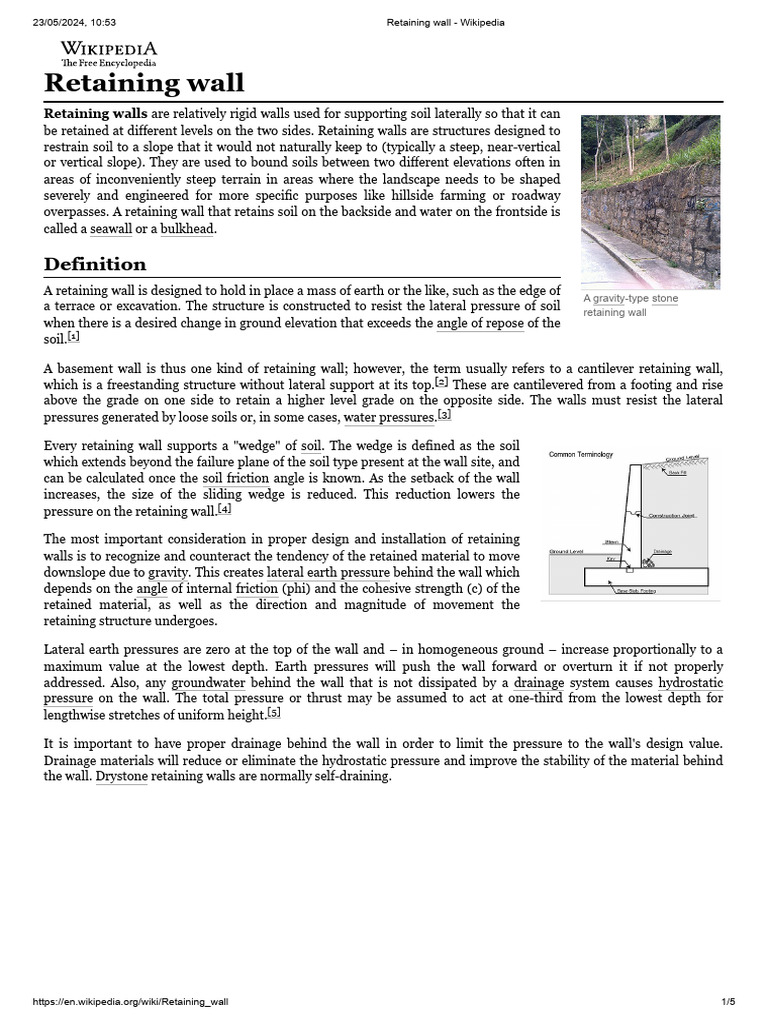 Overview of Retaining Wall Types | PDF | Civil Engineering | Building ...