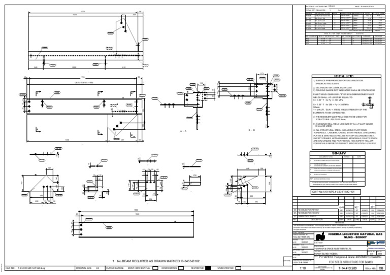 NLNG Train 7 Assembly Drawing B-8453 | PDF | Steel | Mechanical Engineering