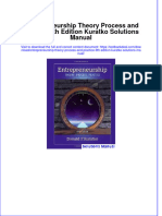 Download full Entrepreneurship Theory Process And Practice 9Th Edition Kuratko Solutions Manual online pdf all chapter docx epub 