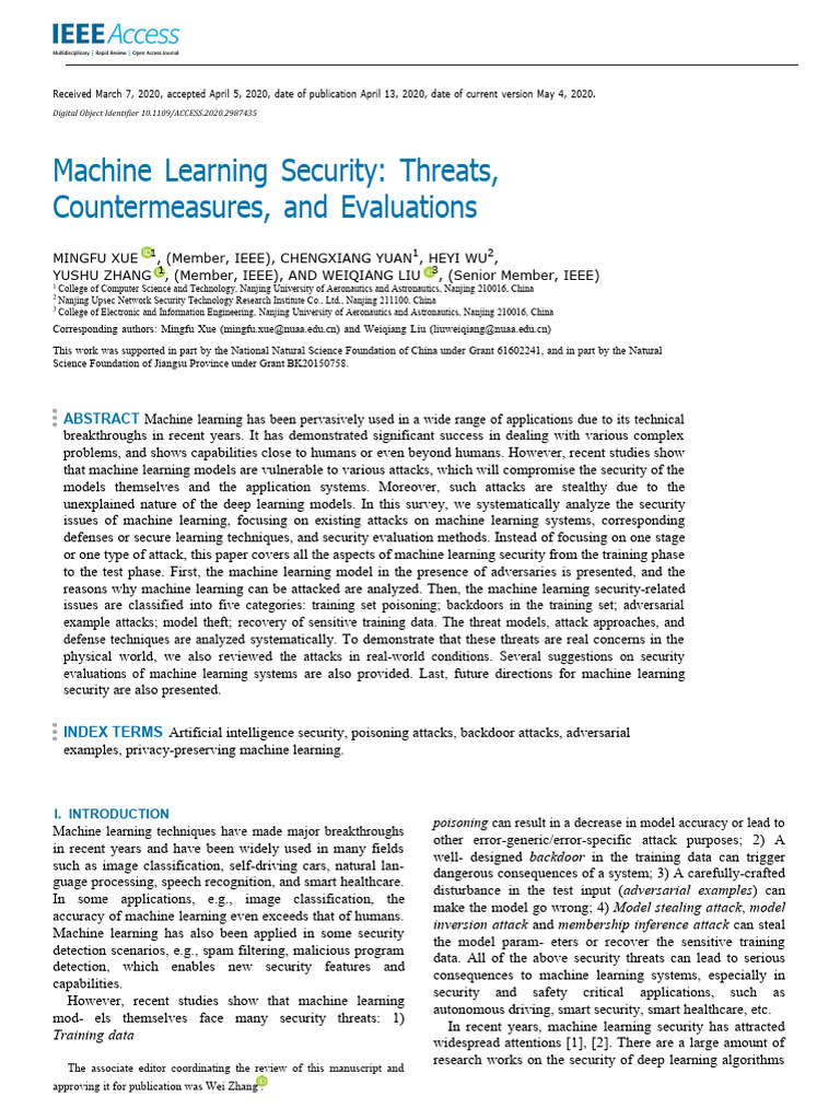Machine Learning Security Threats Pdf Machine Learning Deep Learning