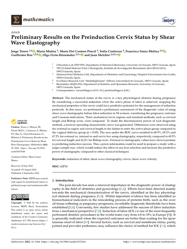 Mathematics 10 03164 v2 | PDF | Childbirth | Medicine