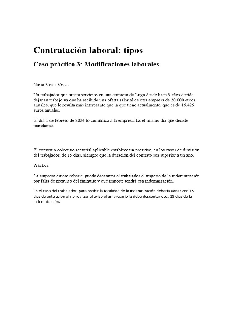 Indemnización por falta de preaviso laboral | PDF | Finanzas y dinero
