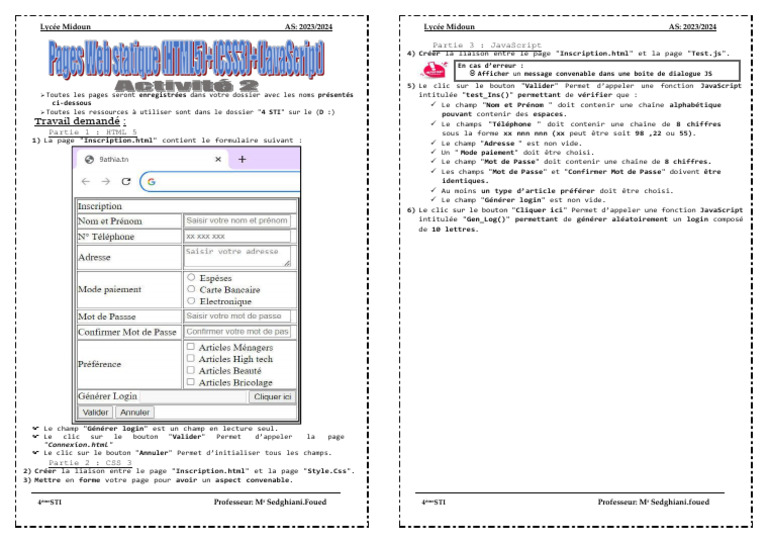 Formulaire d'inscription HTML 5 | PDF | JavaScript | Programmation web