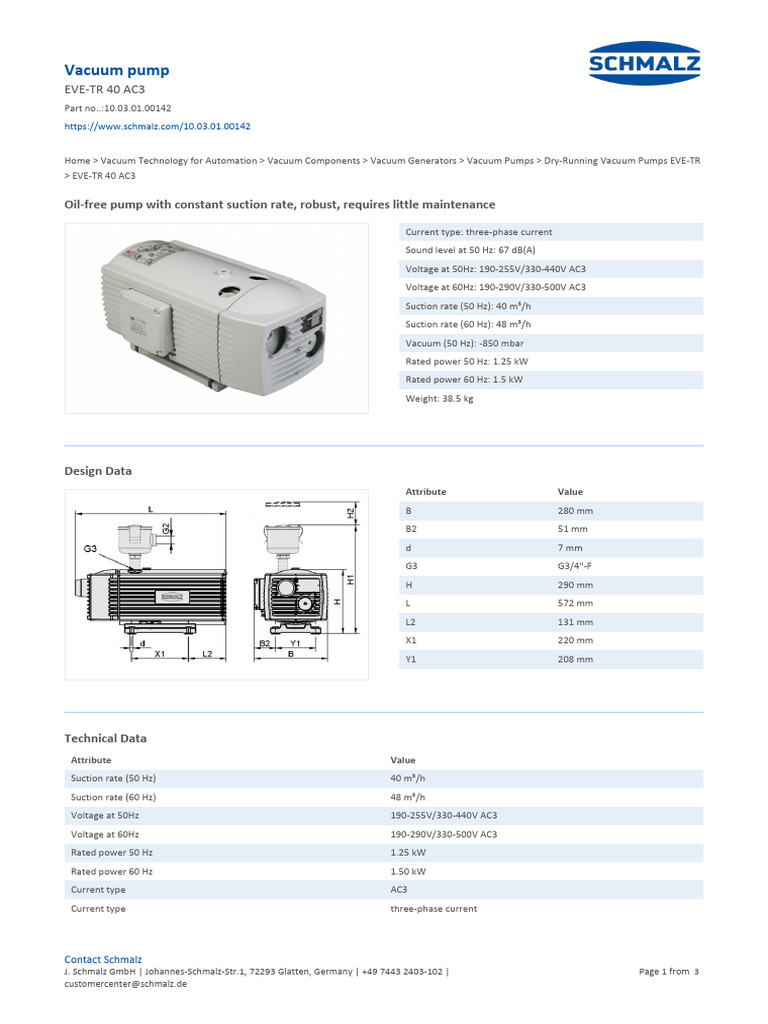 EVE-TR 40 AC3 Vacuum Pump Overview | PDF | Vacuum | Decibel