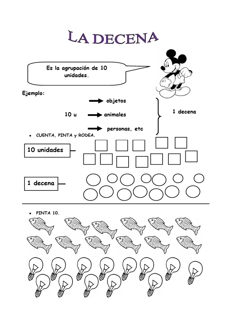 Actividades sobre la Decena para Niños | PDF