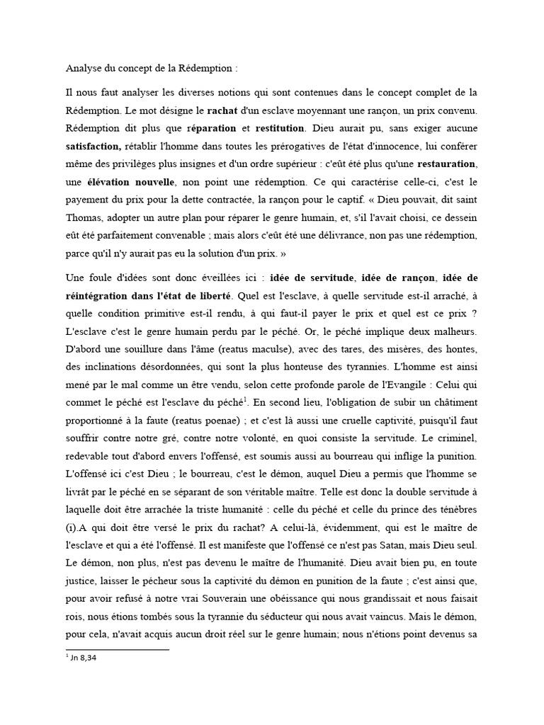 Analyse Du Concept de La Rédemption | PDF | Rédemption (Théologie ...