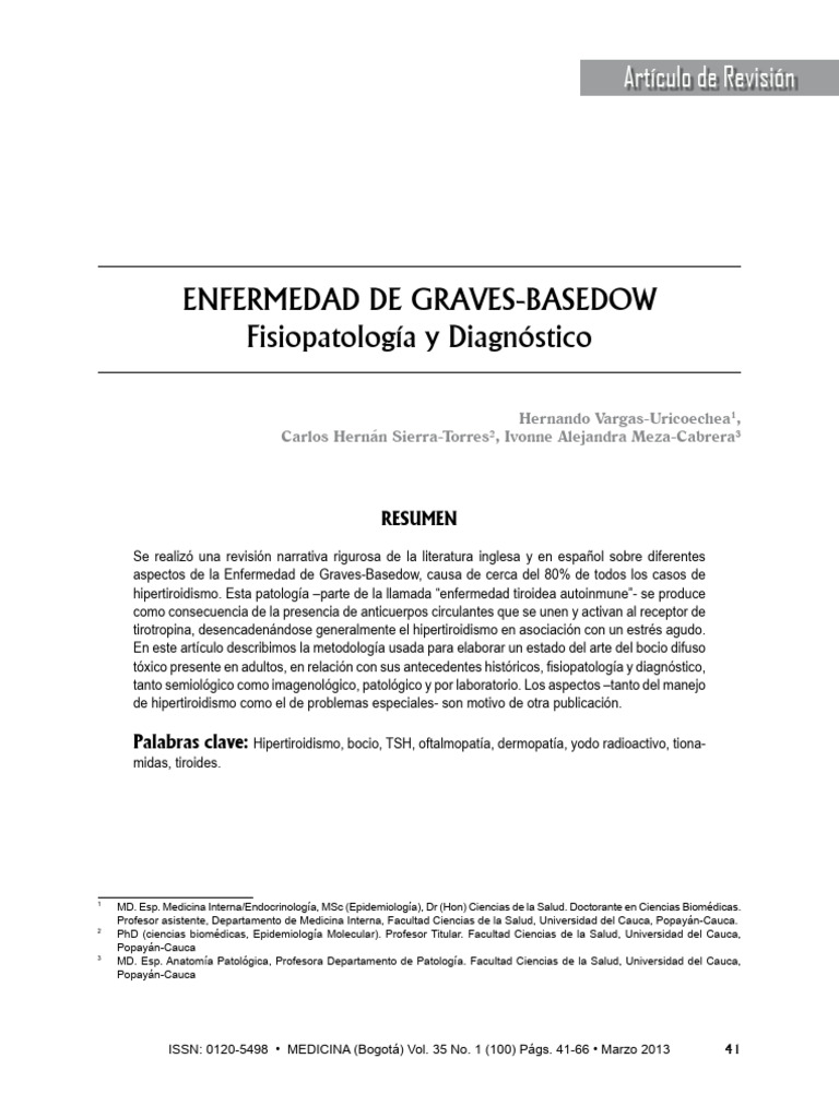 Graves-Basedow: Fisiopatología y Diagnóstico | PDF | Hormona ...