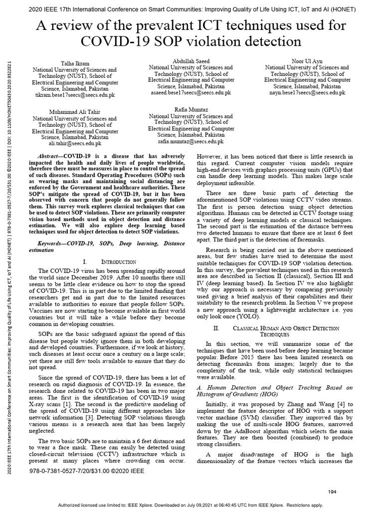 Social Distancing Detection | PDF | Image Segmentation | Deep Learning