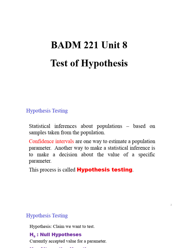 Hypothesis Testing Guide | PDF | Statistical Hypothesis Testing ...