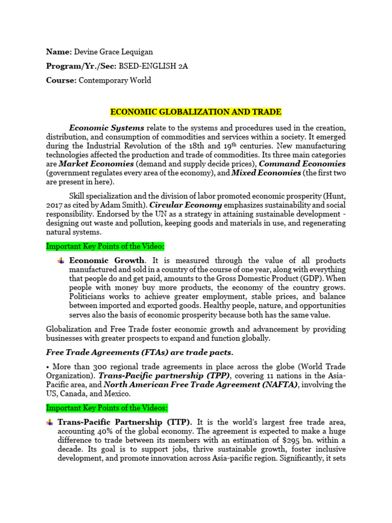 Economic Globalization and Trade Insights | PDF | Poverty | Poverty ...