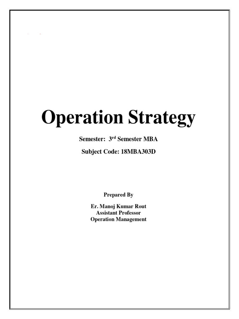Operations Strategy for MBA Students | PDF | Strategic Management ...