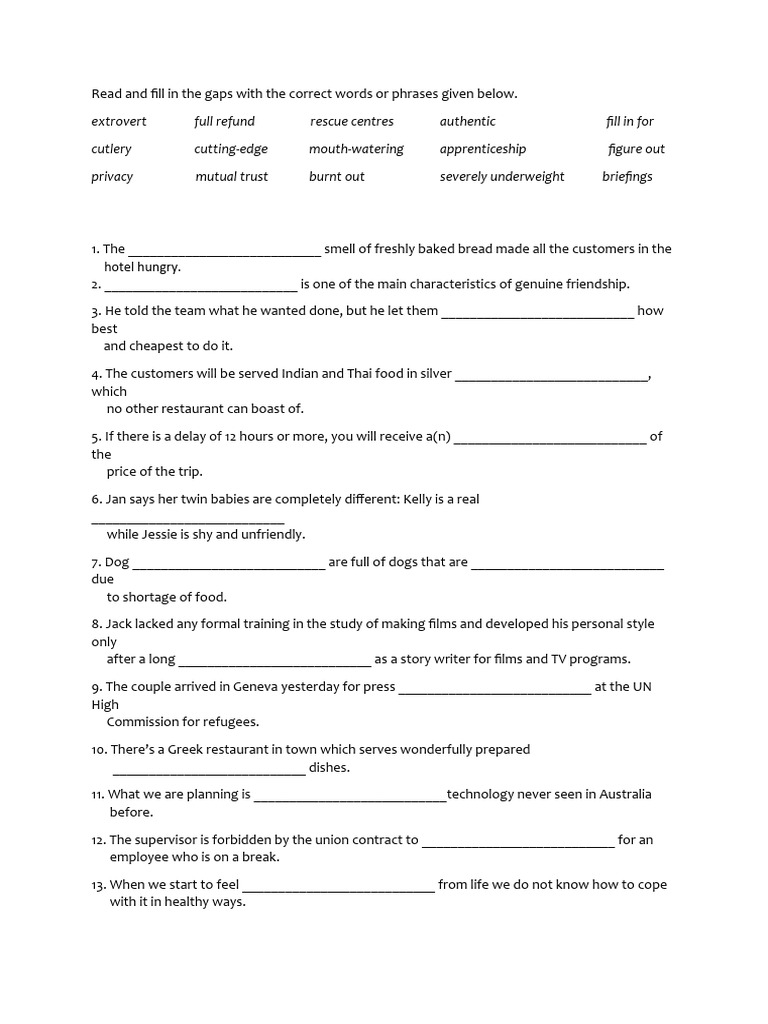 Vocabulary Gap Fill and Inversion Exercises | PDF