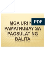 Mga Uri NG Bay Sa Pagsulat NG Balita