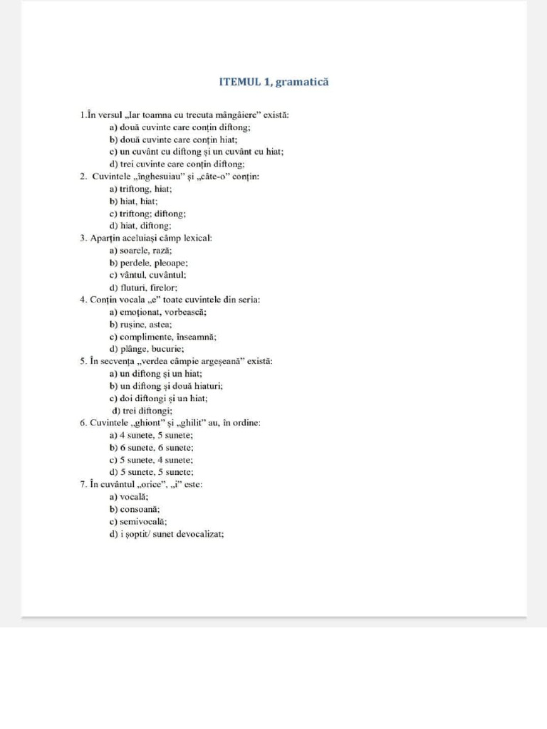 Itemi 1 2 3 4 Gramatica CL A 8 A | PDF