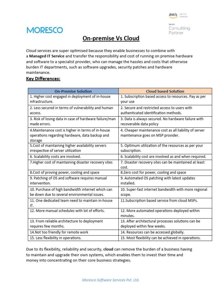 On Prem Vs Cloud Pdf Cloud Computing Computing