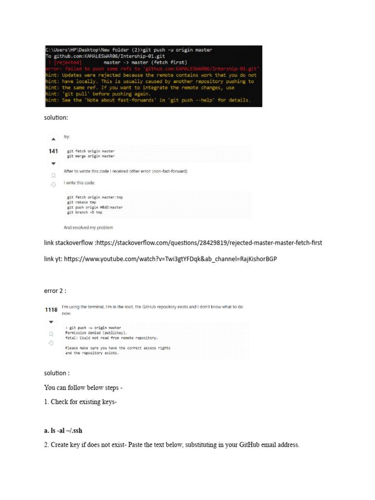 Fix Git SSH Key and Push Errors | PDF | Career & Growth | Technology ...