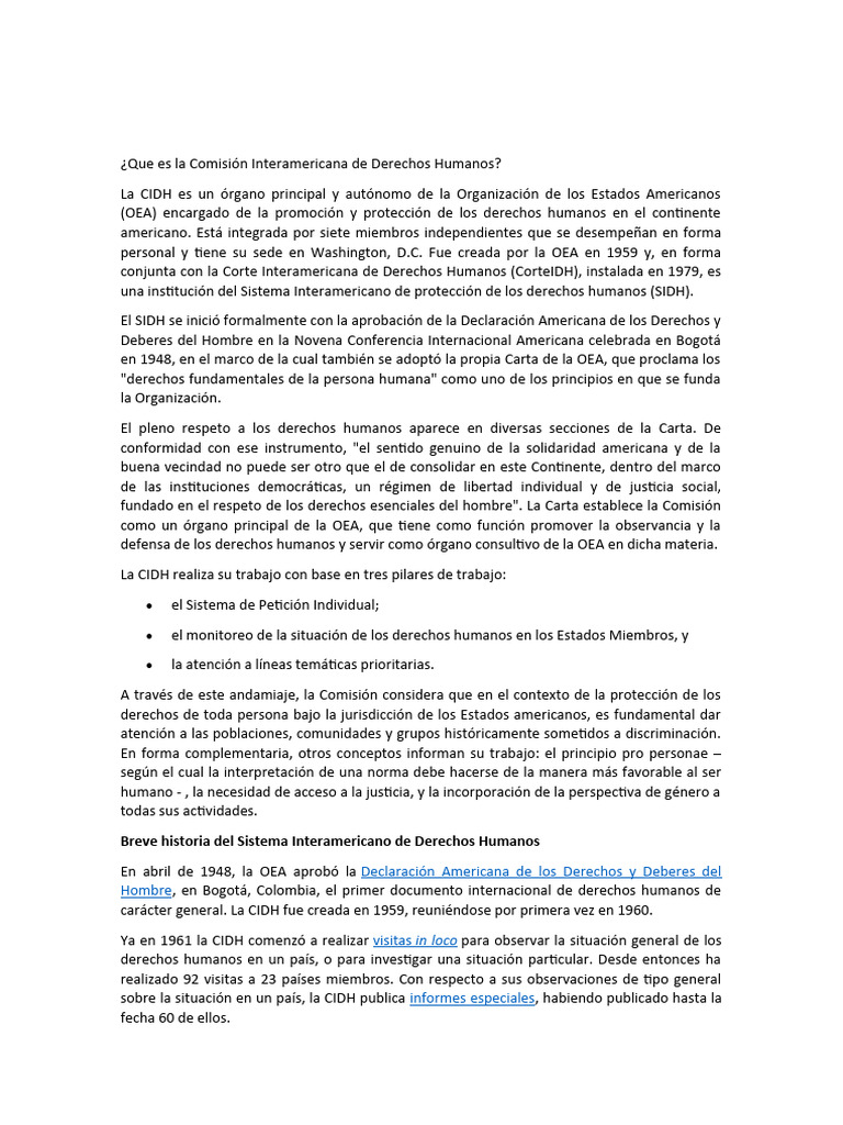 Qué es la Comisión Interamericana de Derechos Humanos | PDF | Derechos ...
