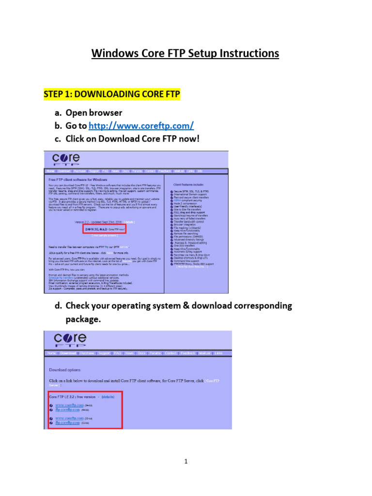 Core FTP Setup and Configuration Guide | PDF | File Transfer Protocol ...