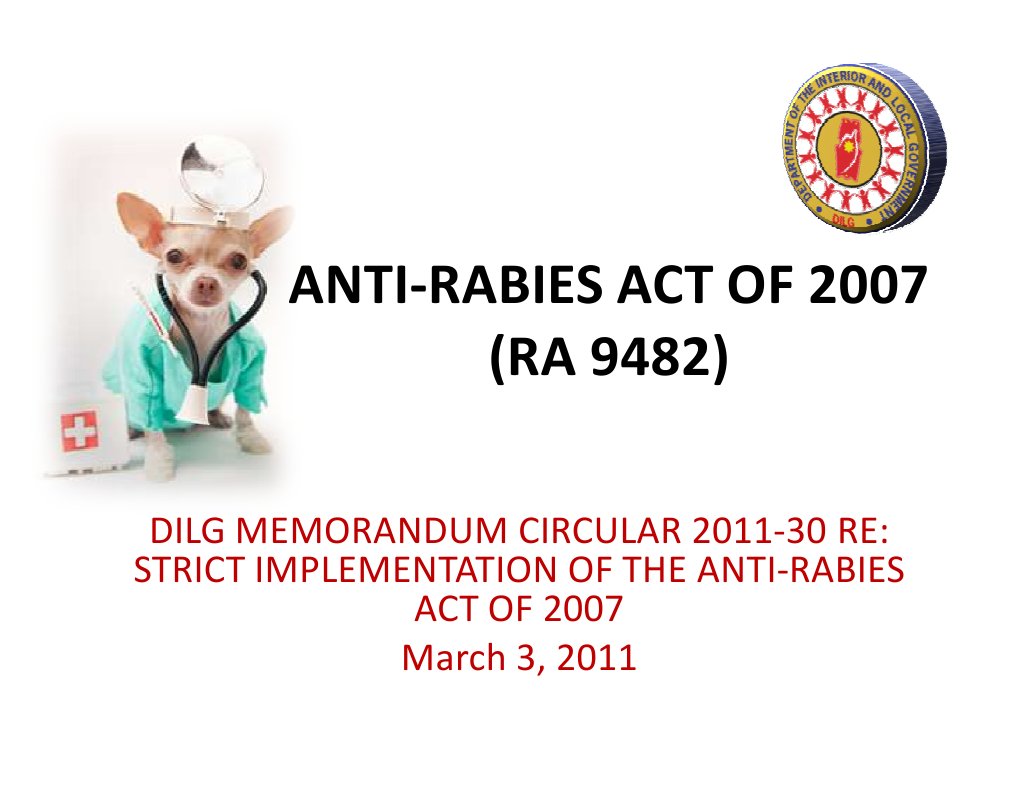 Anti-rabies Act of 2007 (Ra 9482)2 | Rabies | Animal Welfare