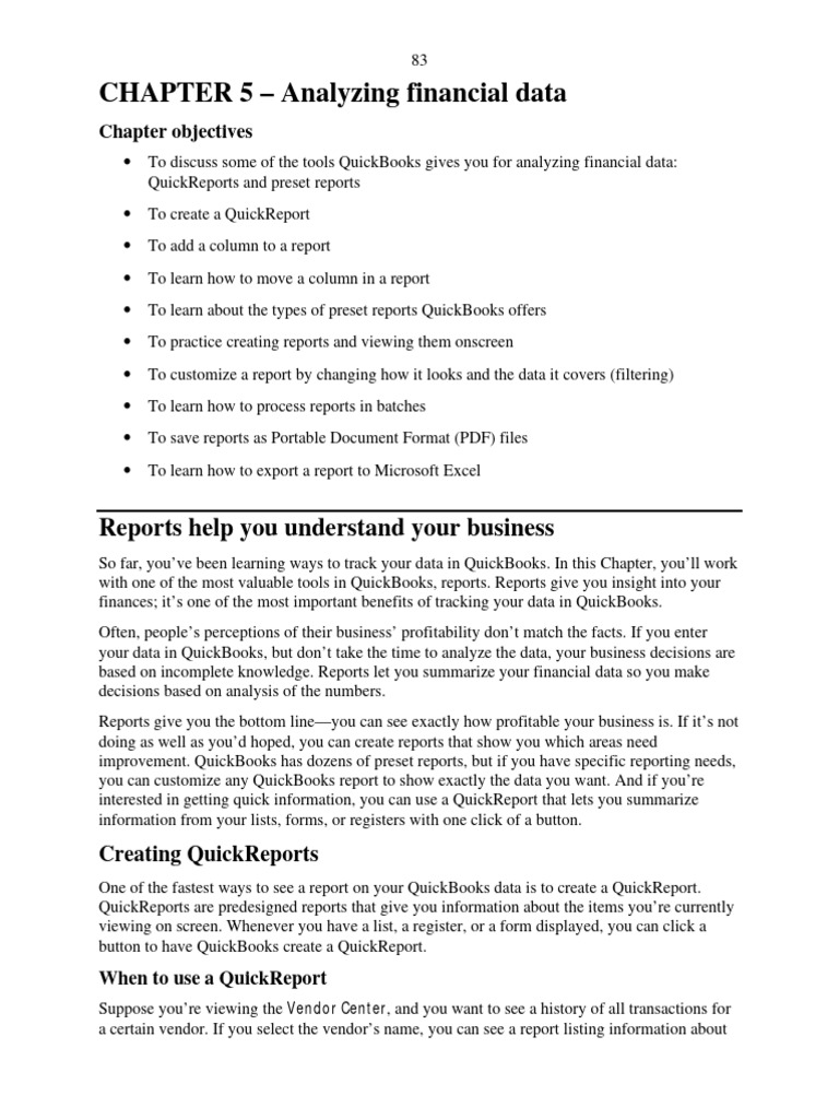 QuickBooks Financial Data Analysis Guide | PDF | Accounts Payable | Expense