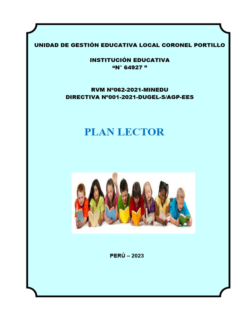 Plan Lector Primaria - 2023 | PDF | Salón de clases | Aprendizaje