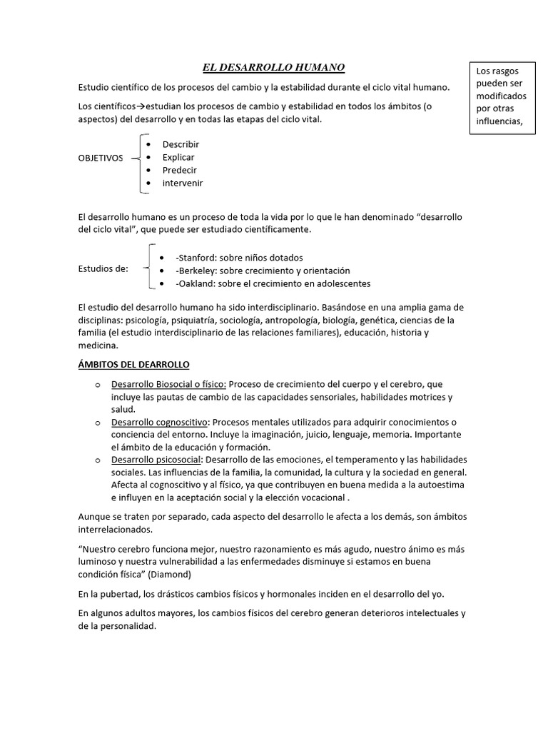 1-EL DESARROLLO HUMANO | PDF | Adultos | Conceptos psicologicos