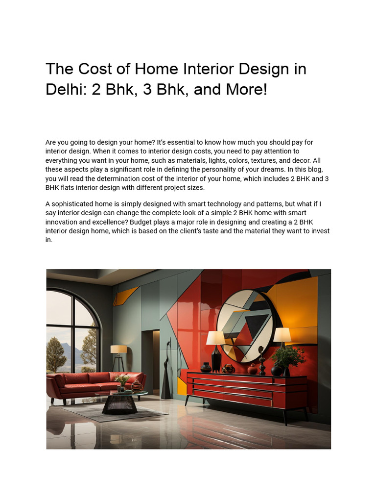 2 BHK Interior Design Costs in Delhi | PDF | Interior Design | Kitchen