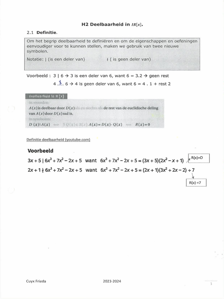 H3 Algebraïsch Rekenen (Deel 2) CF Met Eigen Nota's | PDF