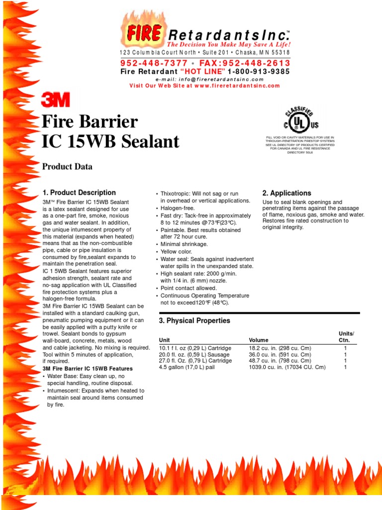 Fire Barrier IC 15WB Sealant Retardants Inc PDF Pipe (Fluid